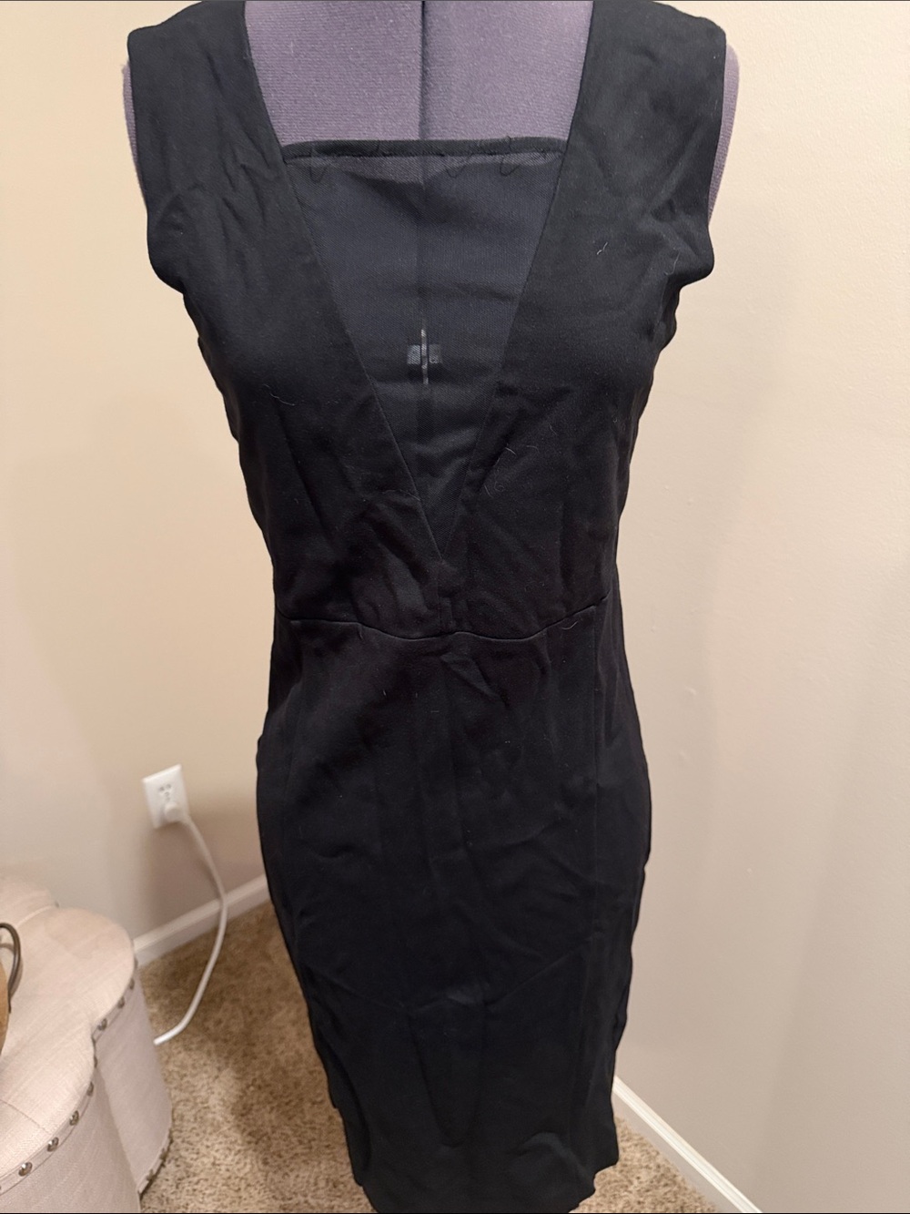French Connection Black Sleeveless V-Neck Midi Dress